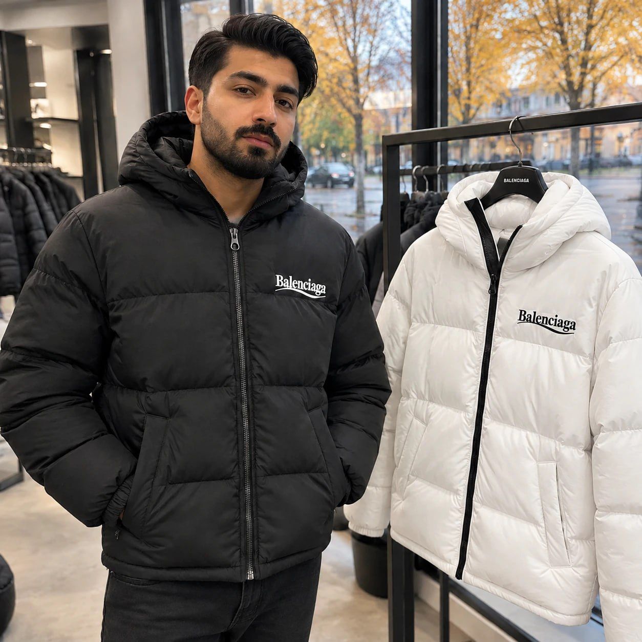 کاپشن ضد آب داخل پشمی Balenciaga-مشکی
